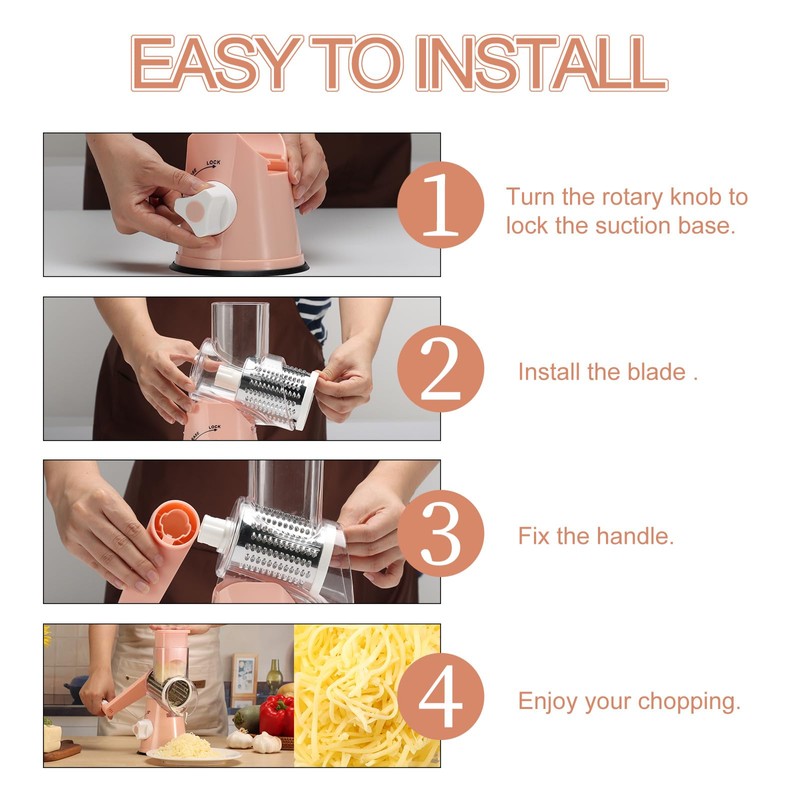 Ourokhome Rotary Cheese Grater Hand Crank, Kitchen Shredder Speed Mandolin