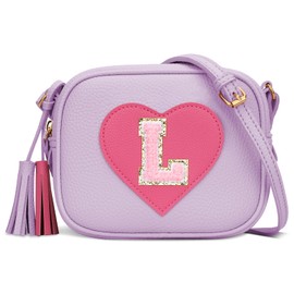 KKXIU Kids Purse Toddler Gifts for Girls and Women Vegan Leather Crossbody Bag with Tassel (Purple-L)