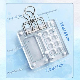 Mini Travel Watercolor Set Pocket Artist Watercolor Travel Set Grid Palette Box Sketch Book Brush Pens with Binder Clips for Painters Artists Students