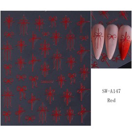 Bow Nail Stickers Red Bows Nail Art Stickers 3D Self Adhesive Yellow Green Nail Decals Cute Nail Design Colorful Bowknot Nail Art Supplies for Women 3 Sheets