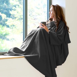Snug Rug Cosy Blanket With Sleeves GENUINE SnugRug Sleeved Blankets Super Soft 160gsm Fleece Soft Fabric Oversized Sleeves and Pouch Pocket Adults Size Slate Grey