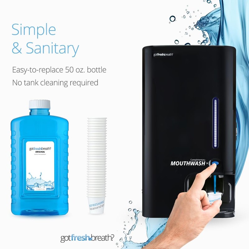 GotFreshBreath Commercial Mouthwash Dispenser with Cup Holder – Standing or