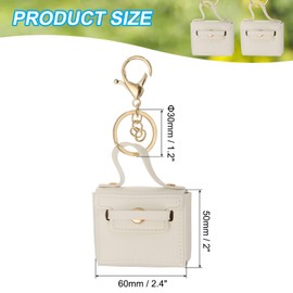 PATIKIL PU Leather Handbag Keychain, Coin Purse Keychain Earphone Pouch Handbag Decoration Purse Charm Cute Pendant Keychain, Beige