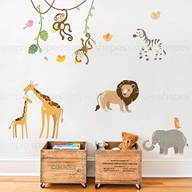 Jungle Animals Wall Vinyl Sticker - Peel and Stick - by Simple Shapes ®
