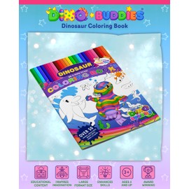 Dino-Buddies® Dinosaur Coloring Book #2 - Kids Coloring Sheets with Cute Illustrations - Creative Coloring Books for Kids - Thick White Paper