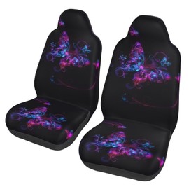 MAGIFUN Purple Butterfly Car Seat Covers Front Seat Only Cloth Auto Seat Cover Boho Purple Butterfly Universal Fit, Automotive Seat Covers, Washable Car Seat Protector for SUV, Sedan, Van, Black