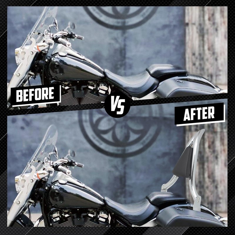 cooideamoto Detachable Sissy Bar 22" Passenger Backrest Pad Fit For