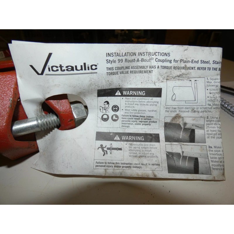 Victaulic 1.5" Style 99 Roustabout Coupling for Plain End Pipe