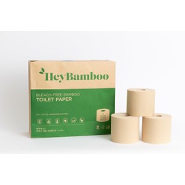 HeyBamboo Natural Brown Bamboo Toilet Paper – 3-Ply, 36 Rolls (4 Packs of 9) – 360 Sheets/Roll (4 Packs, 36 Total Rolls), Soft & Strong, Tree-Free, Plastic-Free, Septic Safe, Non-Toxic, FSC Certified