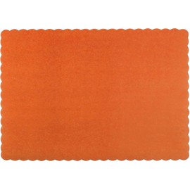 Paper Placemats - Disposable - Scalloped Edge (Orange, 100)