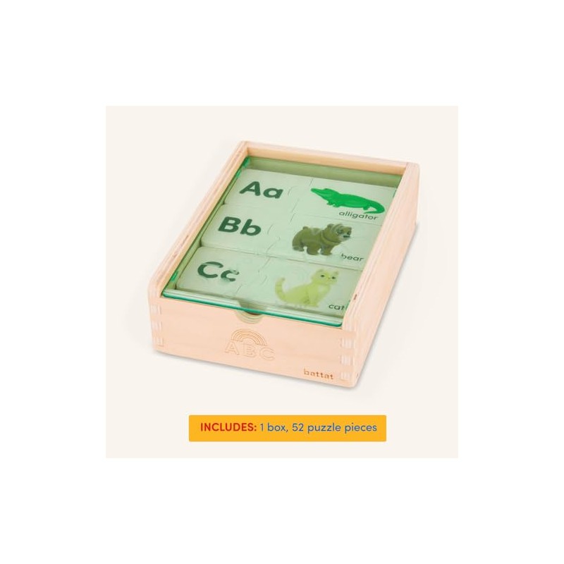Battat Rompecabezas ABC de Madera con Caja para Guardar Piezas,