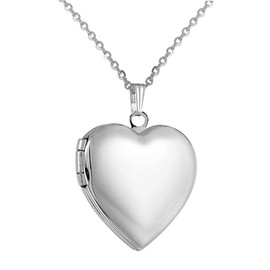 PAURO Women's Stainless Steel Love Heart Locket Necklace, Silver Small