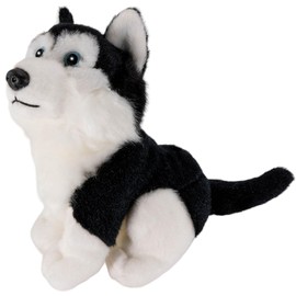 Carl Dick Husky black sitting, 6 inches, 16cm, Plush Toy, Soft Toy 1672004