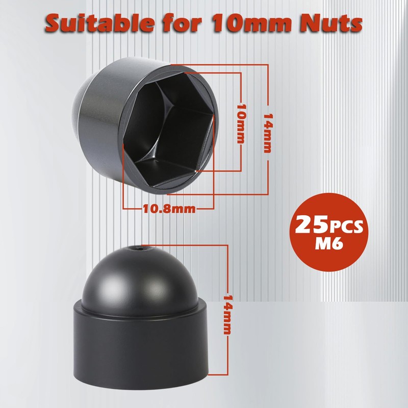 25 Cover Caps for Screws, Round Screw Covers, Black Screw