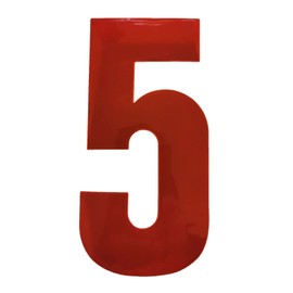 Merriway BH05633 (2 Pcs) Red High Visibility Reflective Plastic Stick-On Wheelie Bin Post Box Crate Dust Bin Numeral 150 mm (6 Inch) Number 5 - Pack of 2 Pieces
