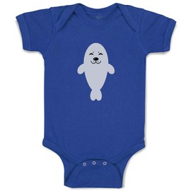 Cute Rascals Custom Boy & Girl Baby Bodysuit Fur Seal White Funny Cotton Baby Clothes Royal Blue Design Only 12 Months