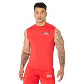 UFC Sleeveless Crew Neck Tank Top for Men – Blended Cotton – Short Sleeves – Regular Fit – Graphic Printed Red 2XL One Size