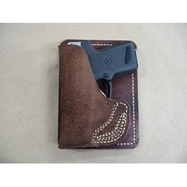 Azula Inside The Pocket Leather Concealment Handgun Wallet Holster for S&W J Frame 5 Shot Revolver CCW RH Brown