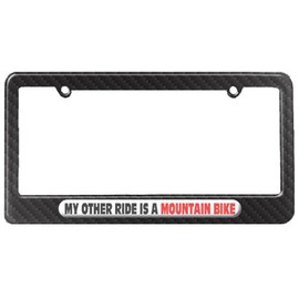 GRAPHICS & MORE My Other Ride is A Mountain Bike License Plate Tag Frame - Carbon Fiber Patterned Finish
