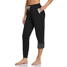 Inno Women's Baby Polar Fleece Lined Jogger Pants Warm Sweatpants Thermal Athletic Lounge, Black, M, Tall-34 Inseam