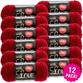 Red Heart Red Heart With Love Yarn-12/Pk-Berry, 12/Pk, Berry Red 12 Pack