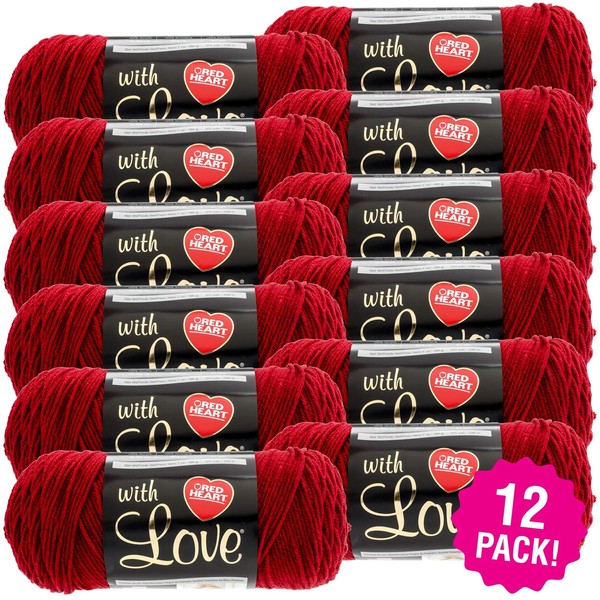 Red Heart Red Heart With Love Yarn-12/Pk-Berry, 12/Pk, Berry Red
