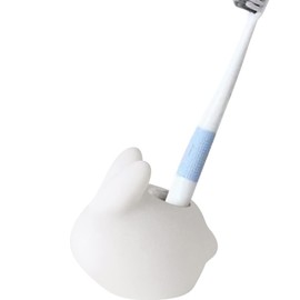 WAYUTO Sandstone Toothbrush Holder Rabbit Multi-Function Toothpaste Caddy Quick-Dry Razor Stand Beauty Accessories Toiletries Pen Organizer Cute Countertops Decor for Bathroom Kitchen Office White