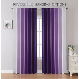 MIUCO Blackout Curtains & Drapes for Bedroom Living Room 84 Inches Long Purple and White Room Darkening Ombre Curtains Rod Pocket & Back Tab Curtains Thermal Insulated Light Blocking 2 Panels Set