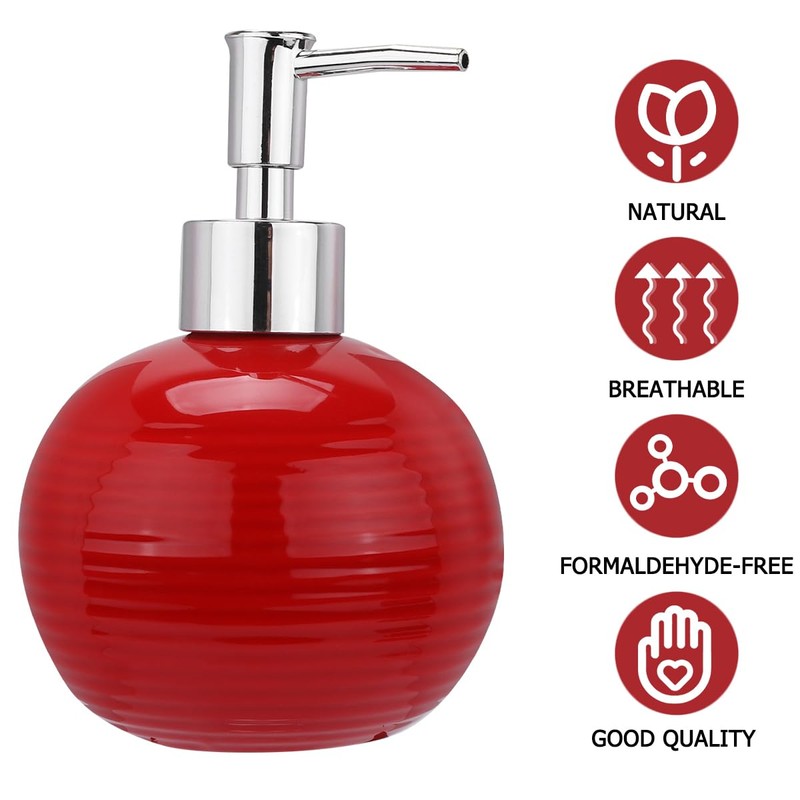 Alipis Ceramic Soap Dispenser Round Press Bottle Refillable Lotion Bottle