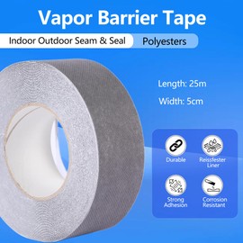 Tiruiya Vapour Barrier Tape for Roof Underlay Sheet, Waterproof Roof Tape for Vapour Barriers, Steam Barrier, Underlay Tape for Permanent Air and Windproof Bonding