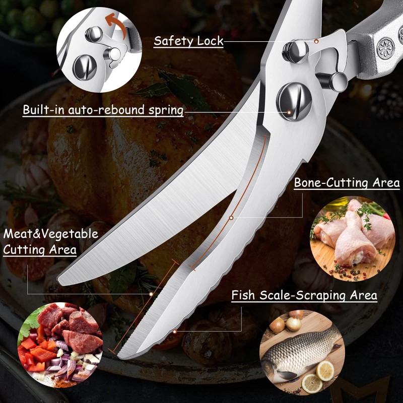 TIVOLI Heavy Duty Poultry Shears - Kitchen Shears with Serrated