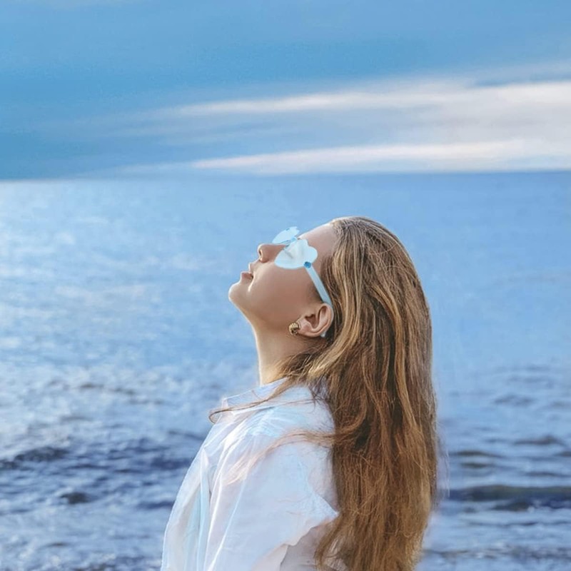 Lotsdonxia Love Heart Shape Sunglasses Stylish Rimless One-Piece Transparent Glasses