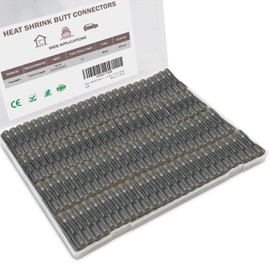 Heat Shrink Butt Wire Connectors - 200Pcs Insulated Electrical Wire Connectors Automotive Marine Grade Wire Crimp Terminals Butt Splices, Ideal for Boat, Truck, Waterproof (Black A.W.G 14-12)