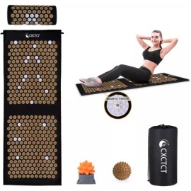 Extra 엑스트라 롱 요가 지압 매트 세트 마사지 침술 대형 마그네틱 바디 및 목 허리 용 베개 골드 [Purple] Extra Long Yoga Acupressure Mat Set Massage Acupuncture Large Magnetic Body and Neck Lumbar Pillow Gold [Purple]