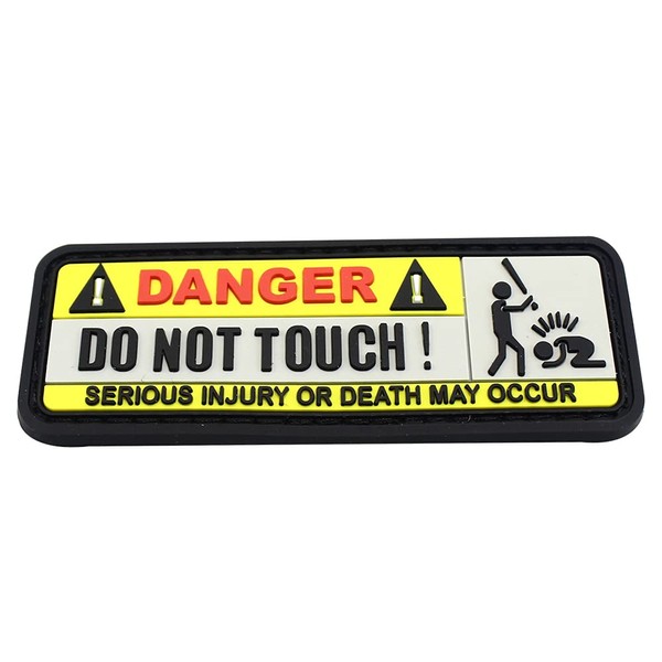 3D PVC Warning Sign Rubber Patch Military Fastener Hook Patches