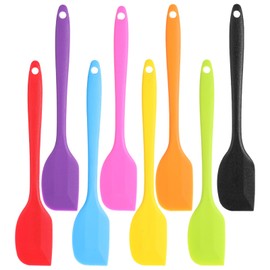 8 Stück Silikon Teigschaber, Hitzebeständig Teigschaber Silikon Spatel Set Küchenutensilien zum Backen Antihaft-Gummispatel mit Edelstahlkern Kuchenspatel Nahtloses Einteiliges Design Mehrfarbig