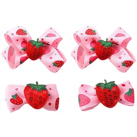 Cosmeria Hair Clips for Girls, 4 Pieces Strawberry Hair Clips Small, Cute Hair Accessories for Little Girls, Baby Girls and Kids