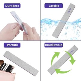 Limas de uñas (paquete de 12), limas de grano 100/180 para uñas naturales y acrílicas, limas de doble cara para uñas acrílicas profesionales, lima de 