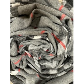KARMA.DIEM Checked Scarf - Cashmere Merino Mix - Super Soft - 180 x 65 cm - Unisex - Pashima/Stole/Extra Wide for Men and Women, gray