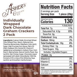 Asher's Chocolates, Chocolate Covered Grahams, Gourmet Sweet and Salty Candy, Individually Wrapped Snack, Family Owned Since 1892 (Dark Chocolate, 15 Count, 2 Packs)