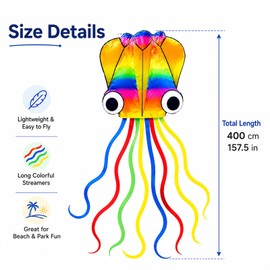 Colourful Octopus Kite with Long Tails for Family and Beach Days