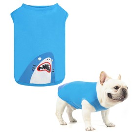 KOOLTAIL Dog Shirt, Funny Summer Dog Clothes Blue Shark Costume for Small Medium Size Dogs, Soft Cotton Sleeveless Pet T Shirt，Breathable Cute Pet Tank Top Vest Apparel Outfit for Boy&Girl, M