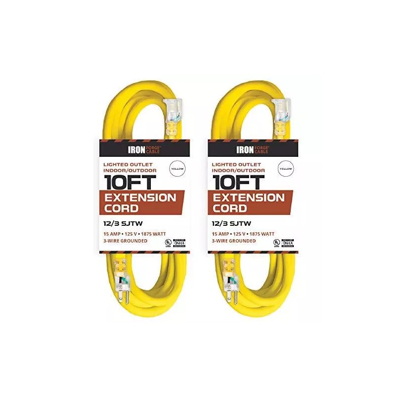 IRON FORGE CABLE 2 Pack of 10 Ft Outdoor Extension