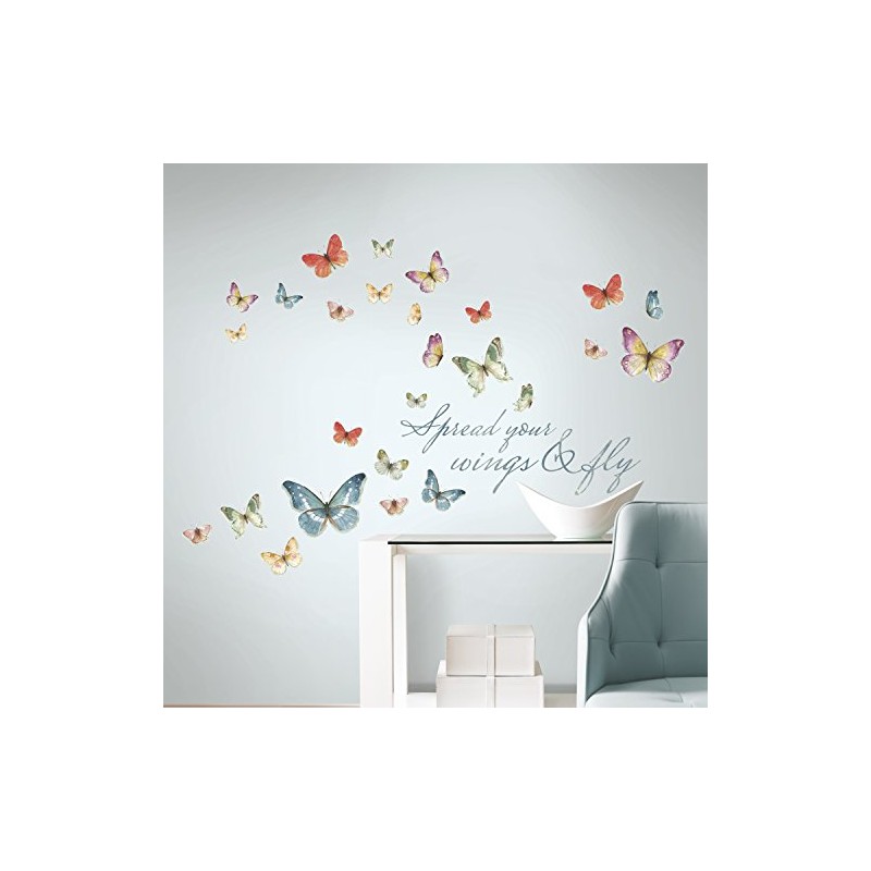 RoomMates RMK3263SCS Lisa Audit Butterfly Quote Peel and Stick Wall