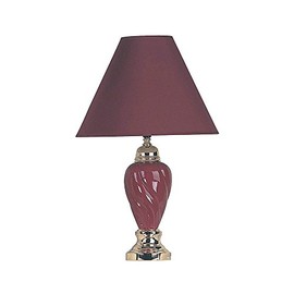ORE International 22" Ceramic Table Lamp with Linen Shade in Burgundy Red
