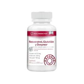 HEALTHADDICTION - Resveratrol, Glutatin y Oxxynea 500 mg - Suplemento Antioxidante con Polifenoles para Bienestar - 60 Cpsulas                        