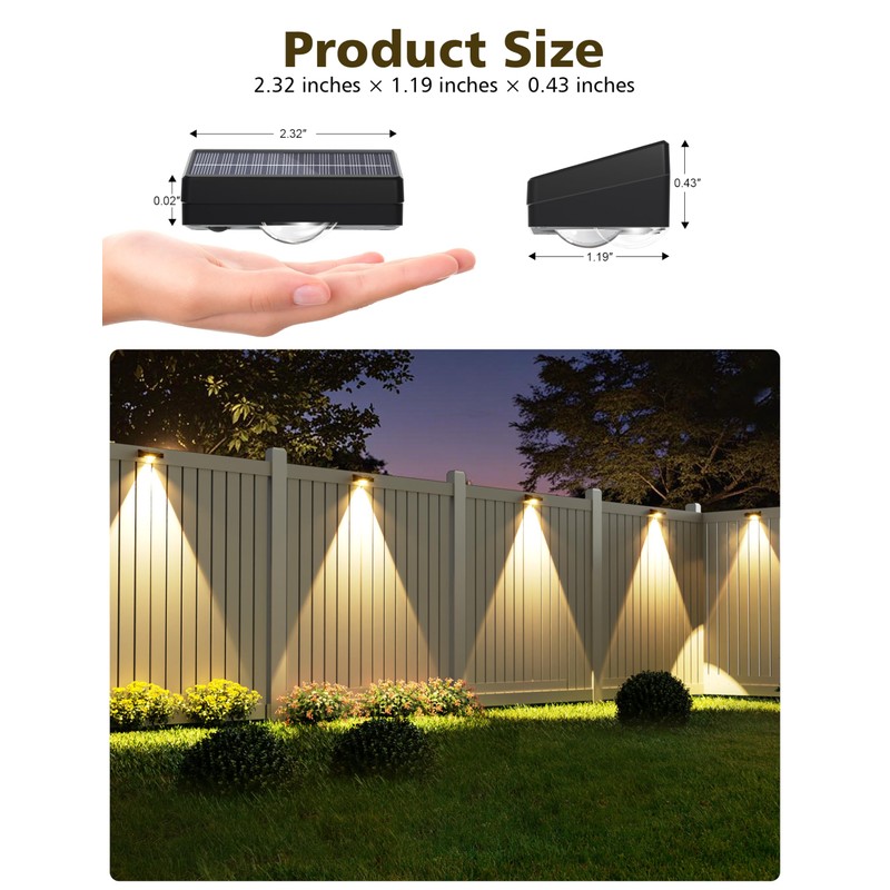 VOLISUN Solar Fence Lights, Fence Lights Solar Powered, IP65 Waterproof