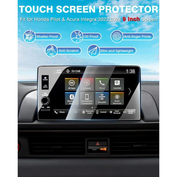 Unbranded For 2023-2025 Honda Pilot Accessories 9" Tempered Glass Touch
