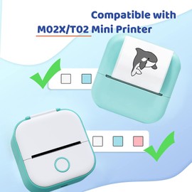 Memoking T02 / M02X / M02L Sticker Paper - Purple Sticky T02 Mini Printer Sticker Paper Refill, 50 mm x 3.5 m, Keep for 20 yrs, for Journal Photo Study Notes, 3 Rolls