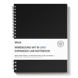 Vela Sciences W7-B Expanded Wirebound Lab Notebook, 9.25 x 11.75 in (23.5 x 30 cm), 144 Pages, Double Wire Looped, 70lb Heavyweight Paper (1-Pack, Grid)